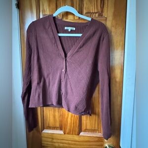 Reformation Cropped Ribbed Cardigan